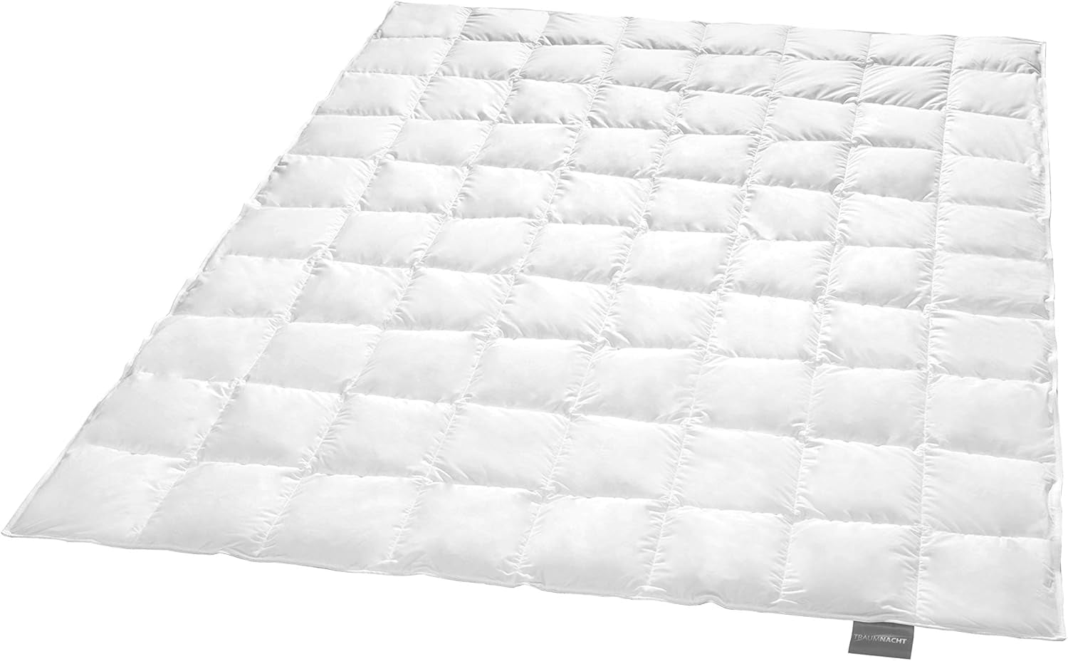 Traumnacht Basic Leichte Daunendecke mit neuen weißen Daunen (60 %) und Federn (40 %), DIN EN 12934, 135 x 200 cm, Down Pass und Öko-Tex zertifiziert, hergestellt nach dem deutschen Qualitätsstandard Bettdecken und Steppdecken Naty Shop 90 Prozent Daunen / 10 Prozent Federn Leichte Sommerdecke 155 x 220
