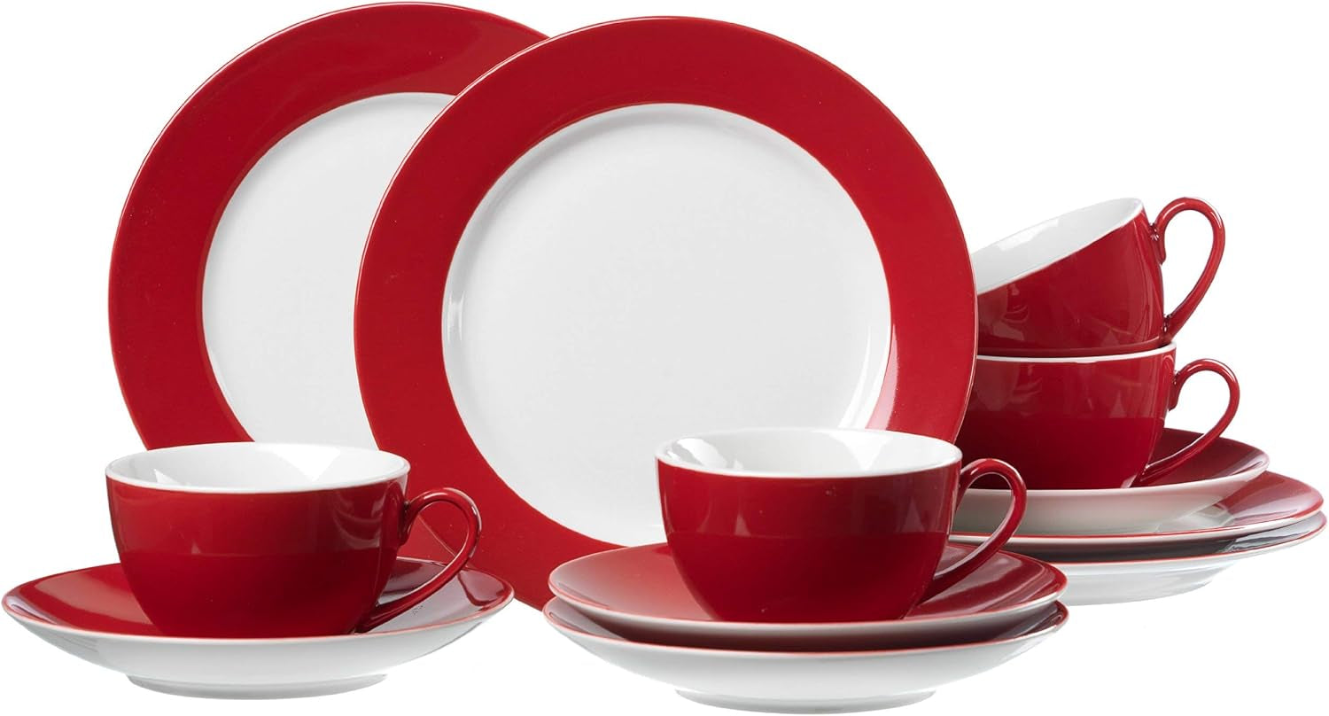 Ritzenhoff & Breker Doppio Kaffeeservice, 12-teilig, Porzellan, Rot