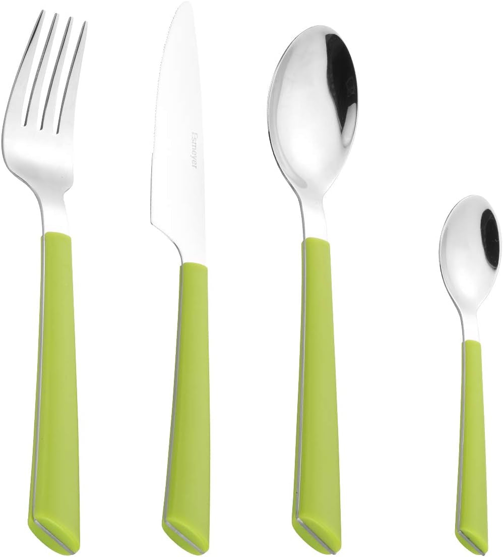 JANE Besteck, polierter Edelstahl 18/0, grüne Kunststoffgriffe, 24-teilig Kitchen Naty Shop