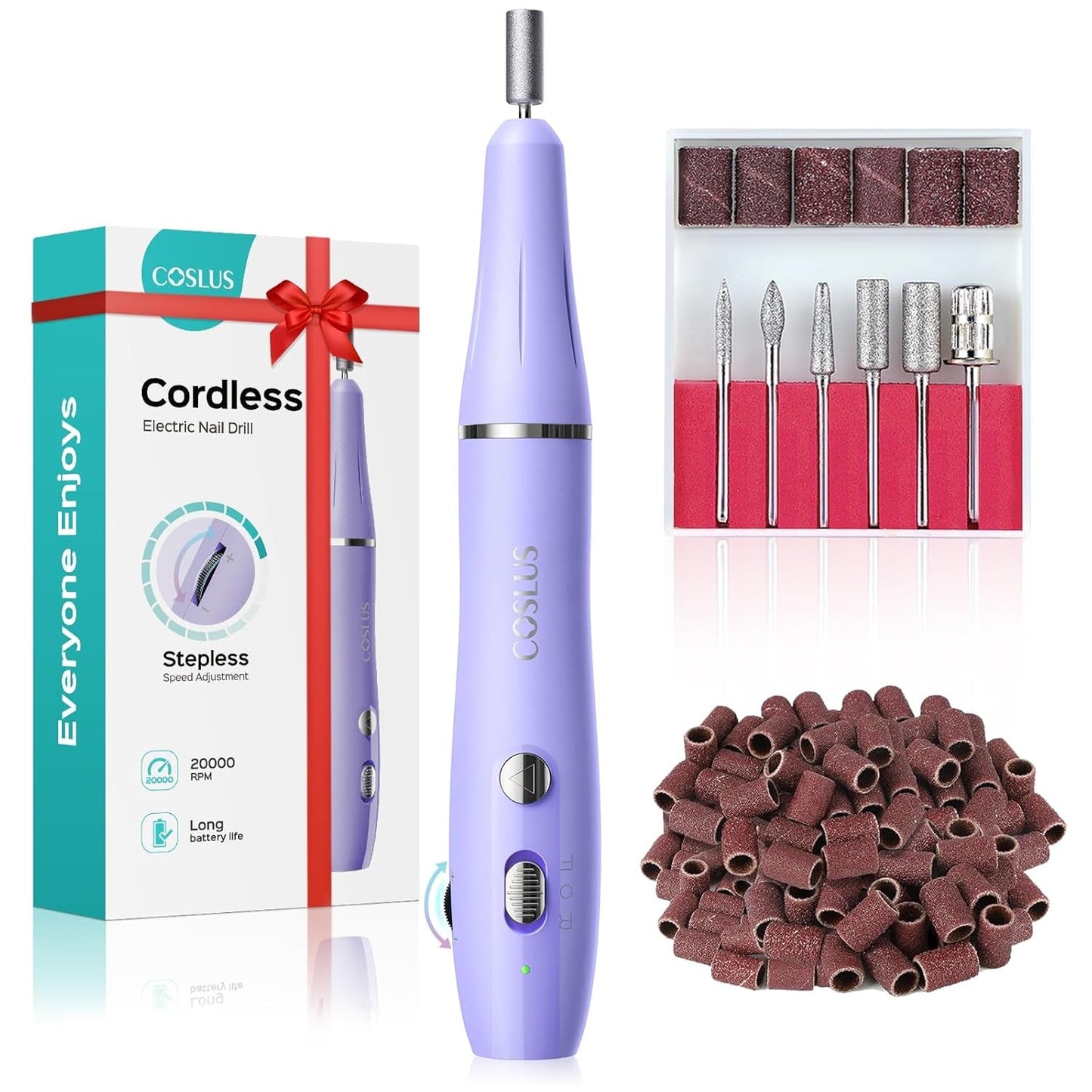 COSLUS Nagelfräser Kabellos Tragbar Für Gelnägel: Elektrische Nagelfeile Stufenlos Geschwindigkeitsregelung Für Maniküre Pedicüre Und Acrylnägel Plastik Nail Drill Für Anfänger & Nagelstudio Zuhause