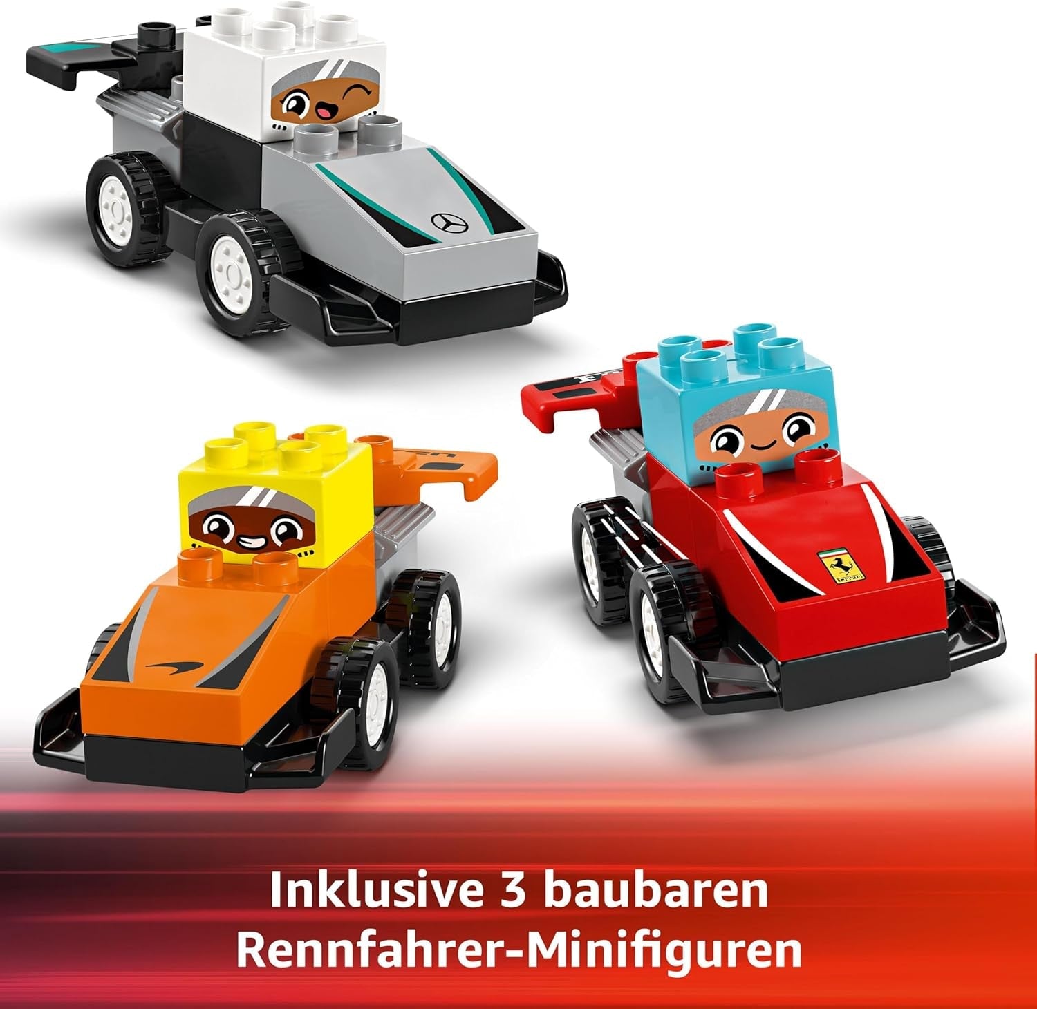 LEGO DUPLO Town F1 Team Rennwagen mit Rennfahrern, Bauspielzeug für die ganze Familie, fantasievolles Spielerlebnis, Geburtstagsgeschenk für Kleinkinder, Jungen und Mädchen ab 2 Jahren 10445 Bausets Besuchen Sie den LEGO-Store