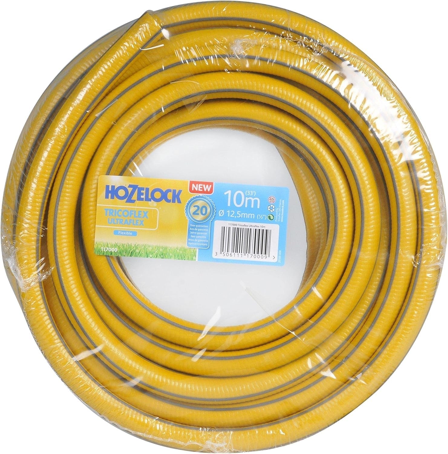 HOZELOCK - Tricoflex Ultraflex Schlauch Ø 12,5 mm (1/2") 20 M: Flexibler Gartenschlauch, wetterfest, verdreh- und biegefest, aus 40 % recyceltem PVC [117002], gelb