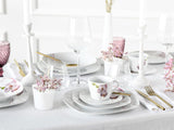 CreaTable, 24024, Serie „Square Orchid“, 18-teiliges Tafelservice für 6 Personen, Kaffeeservice aus Porzellan, spülmaschinen- und mikrowellengeeignet, hochwertige Herstellung