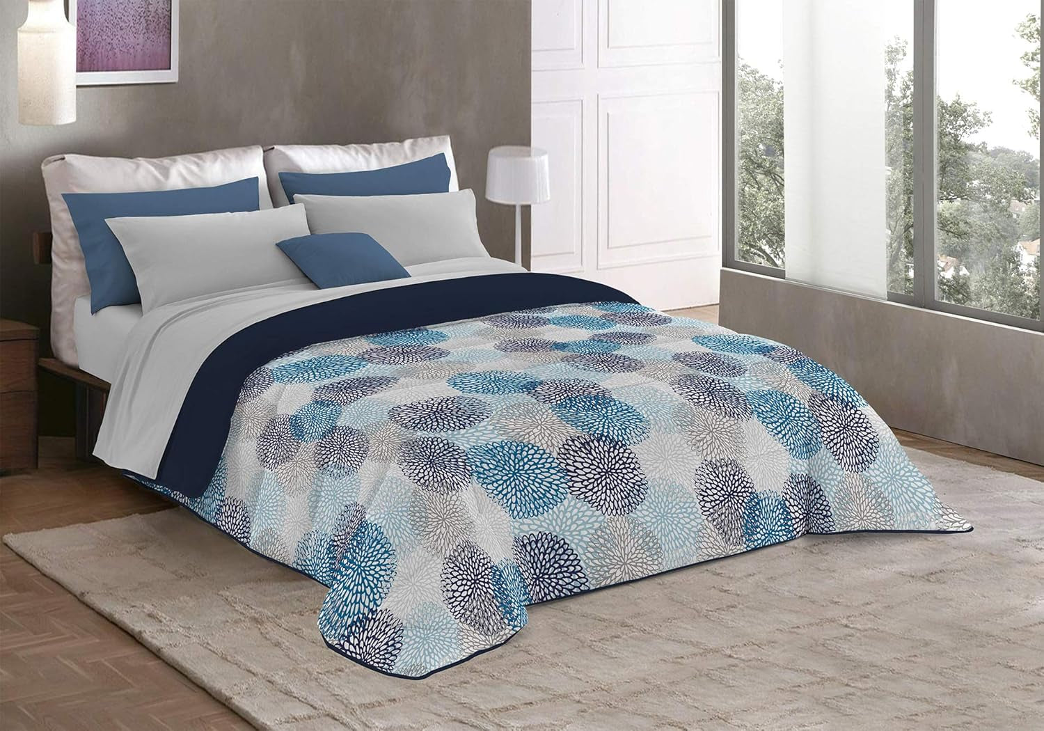 Fantasy T-Fa-Hypnotic-1P Winterbettdecke, Mikrofaser, Hypnotic, 170 x 260 cm. Bettdecken und Steppdecken Naty Shop Soffioni Blu 260 x 260 cm