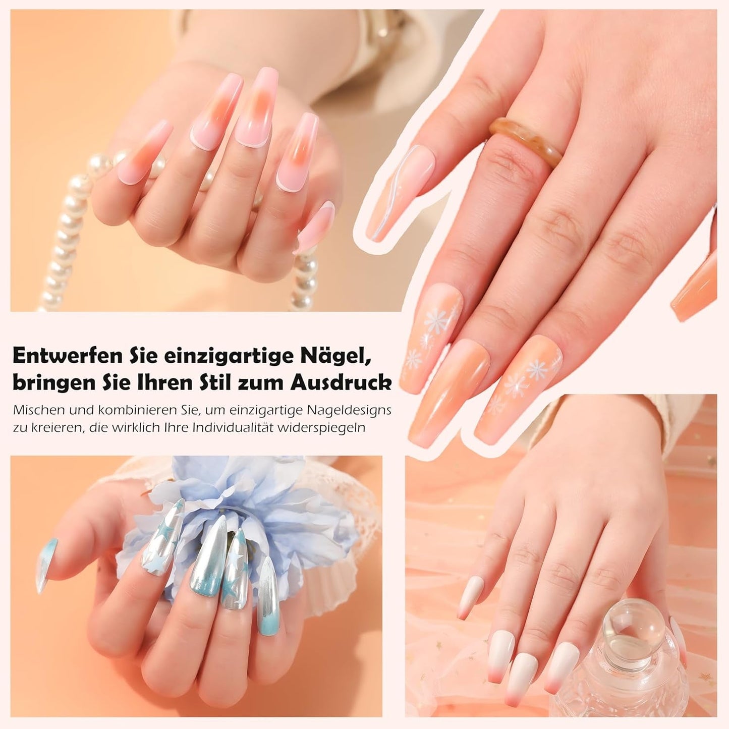 Aokitec 14 Stück Silikon Tool Nägel Pinsel Für Gel Naillack UV, Wiederwendbare Gel Pinsel Für UV Naillack Chrome Nail Powder, Nail Art Zubehör Für Ombre Blush Mirror Effekt, Nägel Selber Machen