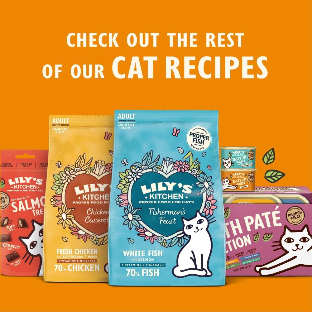 Lily's Kitchen Natürliches, feuchtes, zartes Katzenfutter für ausgewachsene Katzen, Schalen, getreidefreie Rezepte, Sortiment (32 Schalen x 85 g)