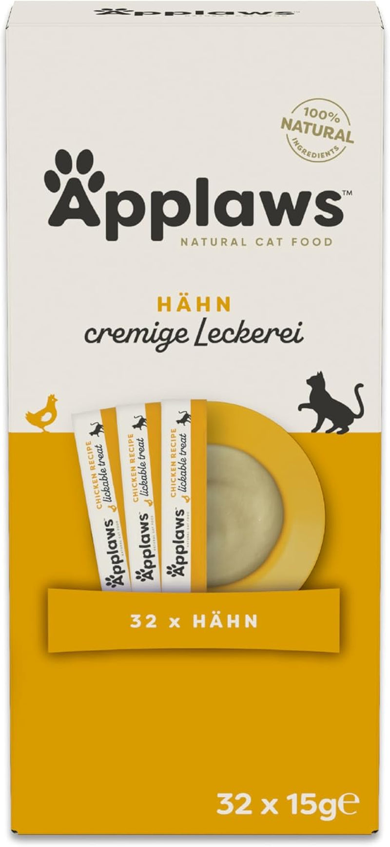 Applaws Cremiger, getreidefreier Hühnersnack für Katzen und Kätzchen, 32 Beutel x 15 g
