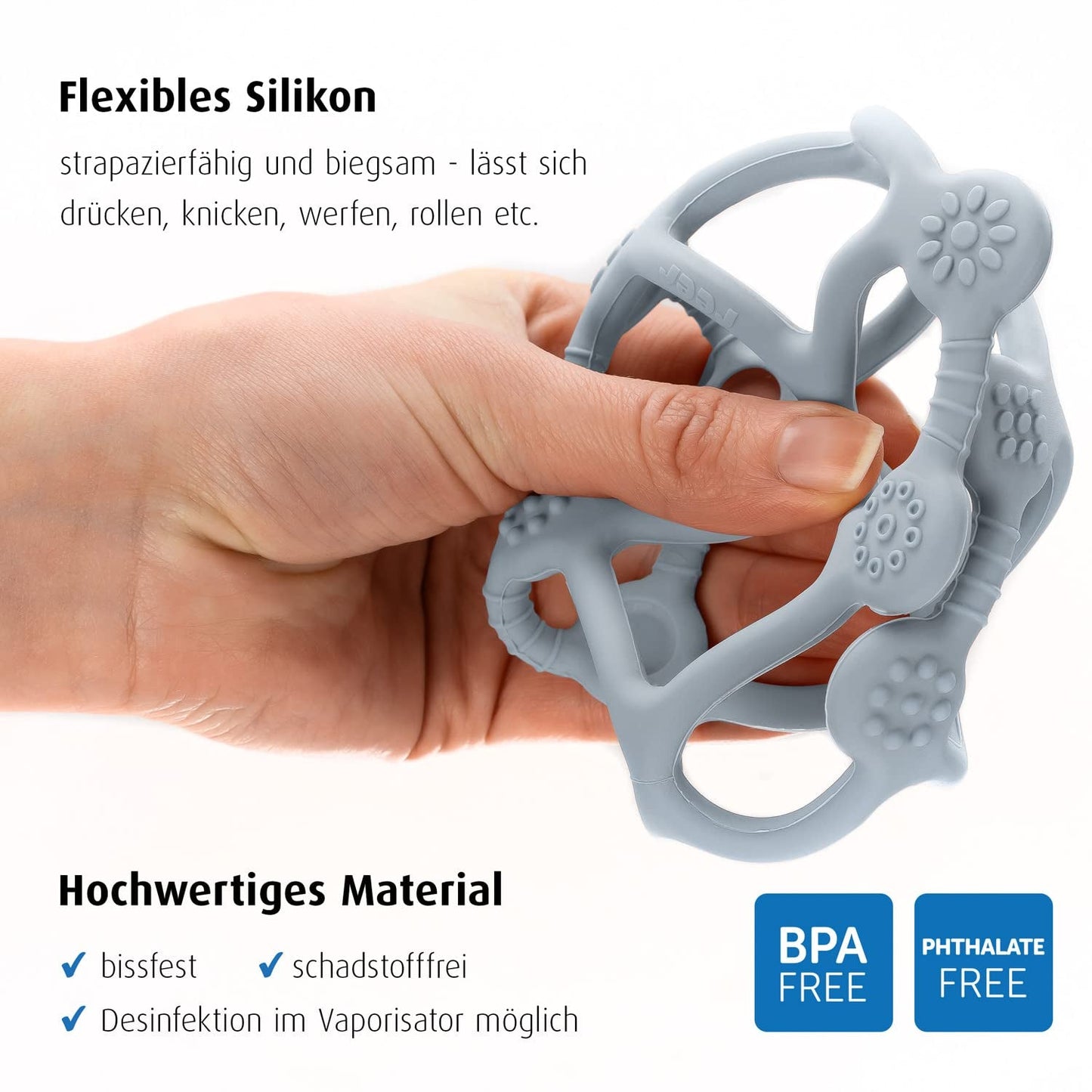 Reer Bite&Play Baby-Beißball und Fänger, Beißring und Spielzeug für Kleinkinder, tolles Geschenk