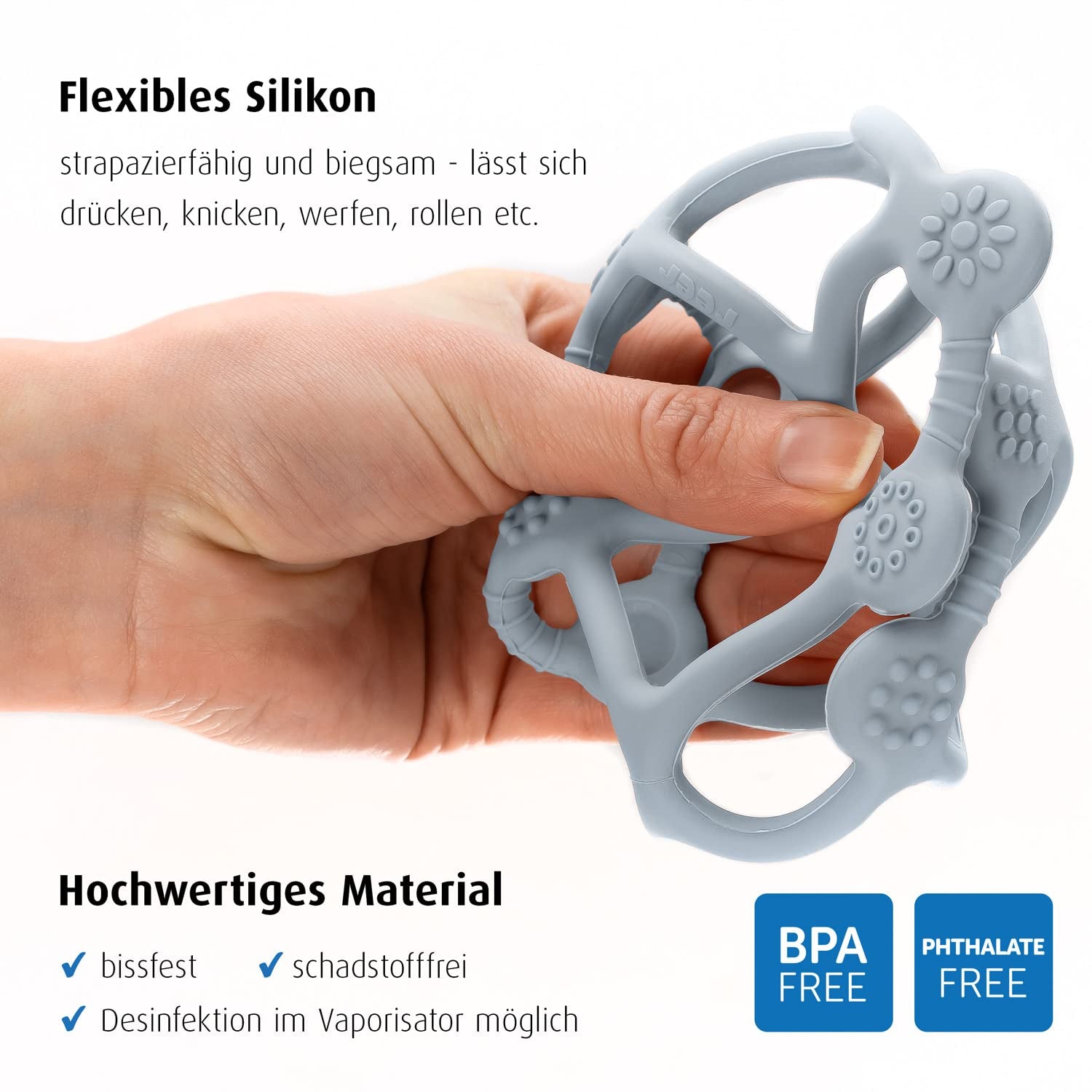 Reer Bite&Play Baby-Beißball und Fänger, Beißring und Spielzeug für Kleinkinder, tolles Geschenk