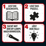 Die Drei??? - Krimi-Puzzle – Die Villa der Puzzles von KOSMOS 697976, 300 Teile, leuchtet im Dunkeln, mit UV-Lampe, Lesen, Puzzle, Rätsel lösen, Detektivpuzzle Ab 10 Jahren Puzzle Naty Shop