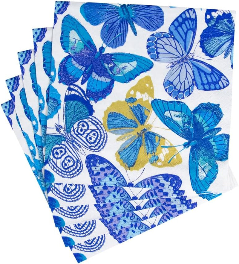 Schmetterlingsservietten, blau, 20 Stück pro Packung