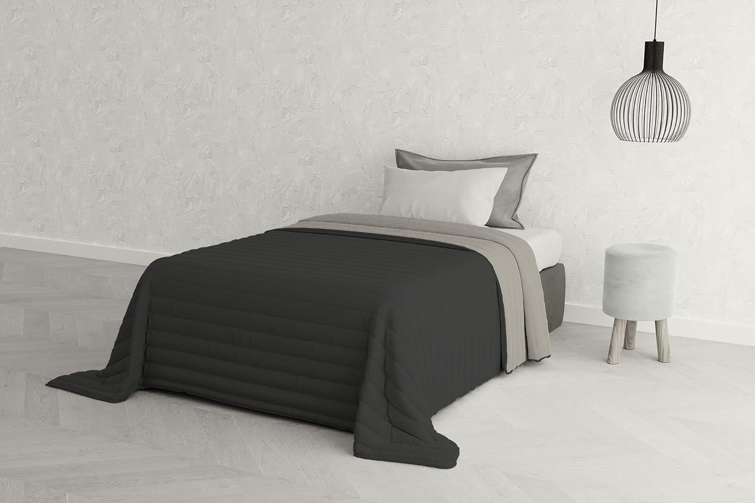 Italienische Bettwäsche Estivo Einzelbett, Leinen, Aqua, 170 x 270 cm Bettdecken und Steppdecken Naty Shop Grau 170 x 270 cm