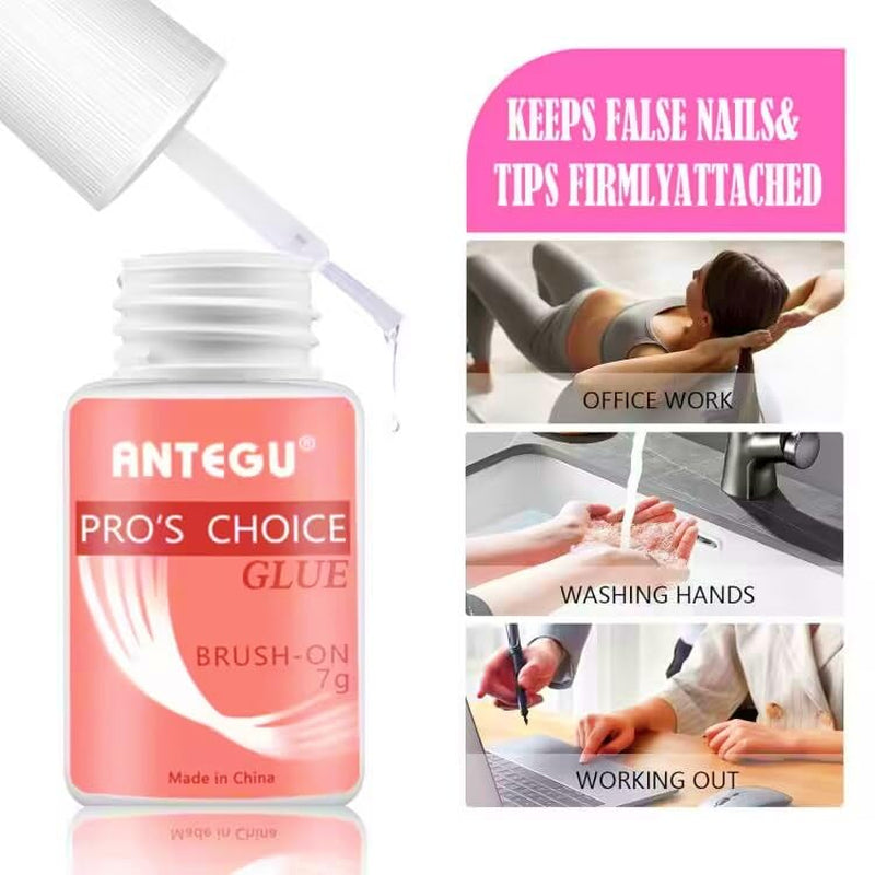 Extra starker Nagelkleber – inklusive Pinsel, 4 x 7 g Nagelverlängerungskleber, Acryl-Spitzenkleber und künstlicher Nagelkleber