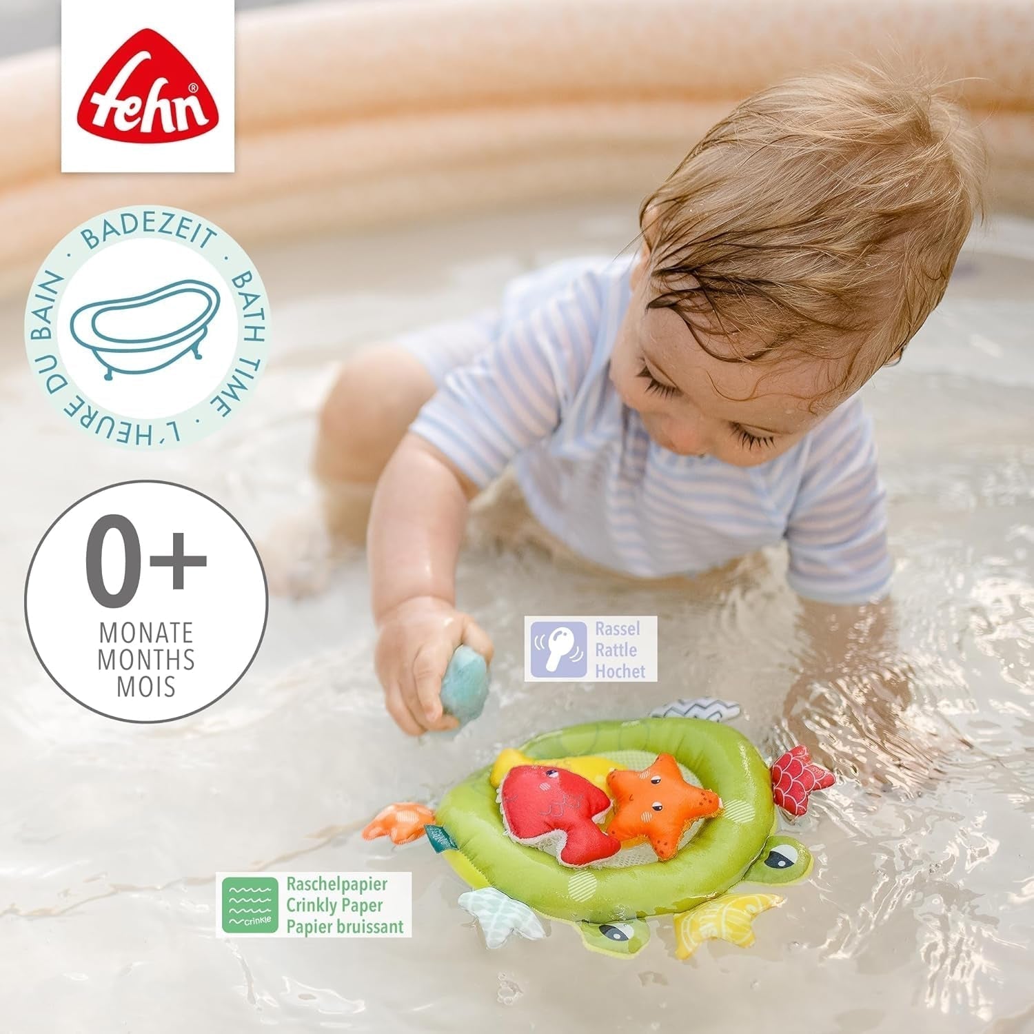 Fehn Badenetz Frosch – Baby-Badespielzeug für die Badewanne – Schwimmendes Wasserspielzeug für fröhlichen Badespaß – Badespielzeug für Babys und Kleinkinder ab 0+ Monaten Babyspielzeug Naty Shop