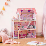 ROBUD Kinder-Puppenhaus aus Holz, Puppenhaus, Spielzeug, Geschenk für Mädchen und Jungen im Alter von 3 4 5 6 Jahren