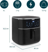 Princess Digital Heißluftfritteuse – Variable Schüsselkapazität – Maximal 8 Liter – 6 voreingestellte Programme. Haushaltsgeräte Naty Shop