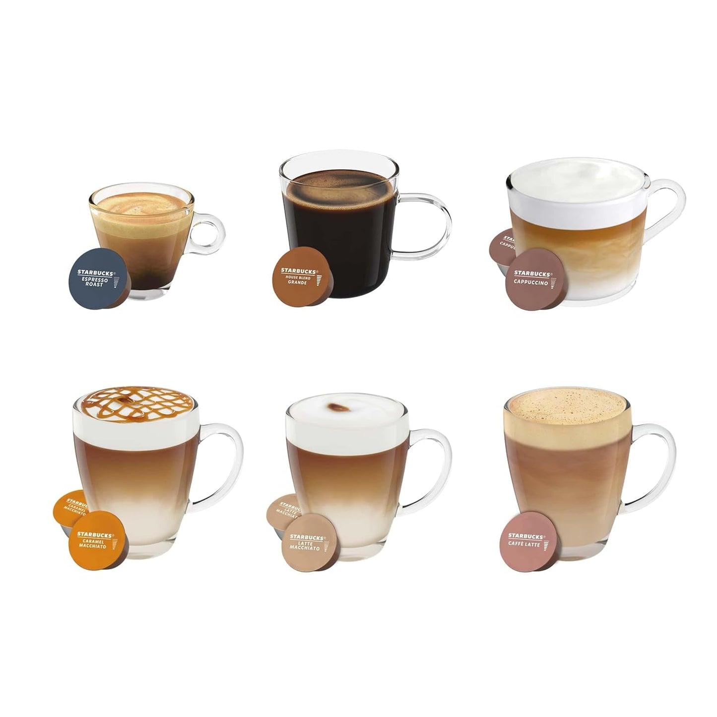 STARBUCKS Probierset, Mixed Cup Variety Pack von Nescafé Dolce Gusto Kaffeekapseln 6 x 12 (72 Kapseln) – Exklusiv bei Amazon