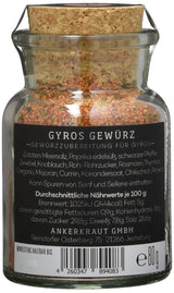 Ankerkraut Gyros, Gewürzmischung für Gyros, egal ob aus der Pfanne oder vom Grill, mit Zwiebel, Knoblauch, Majoran, Kreuzkümmel, Piment und mehr, 80 g im Korkenglas