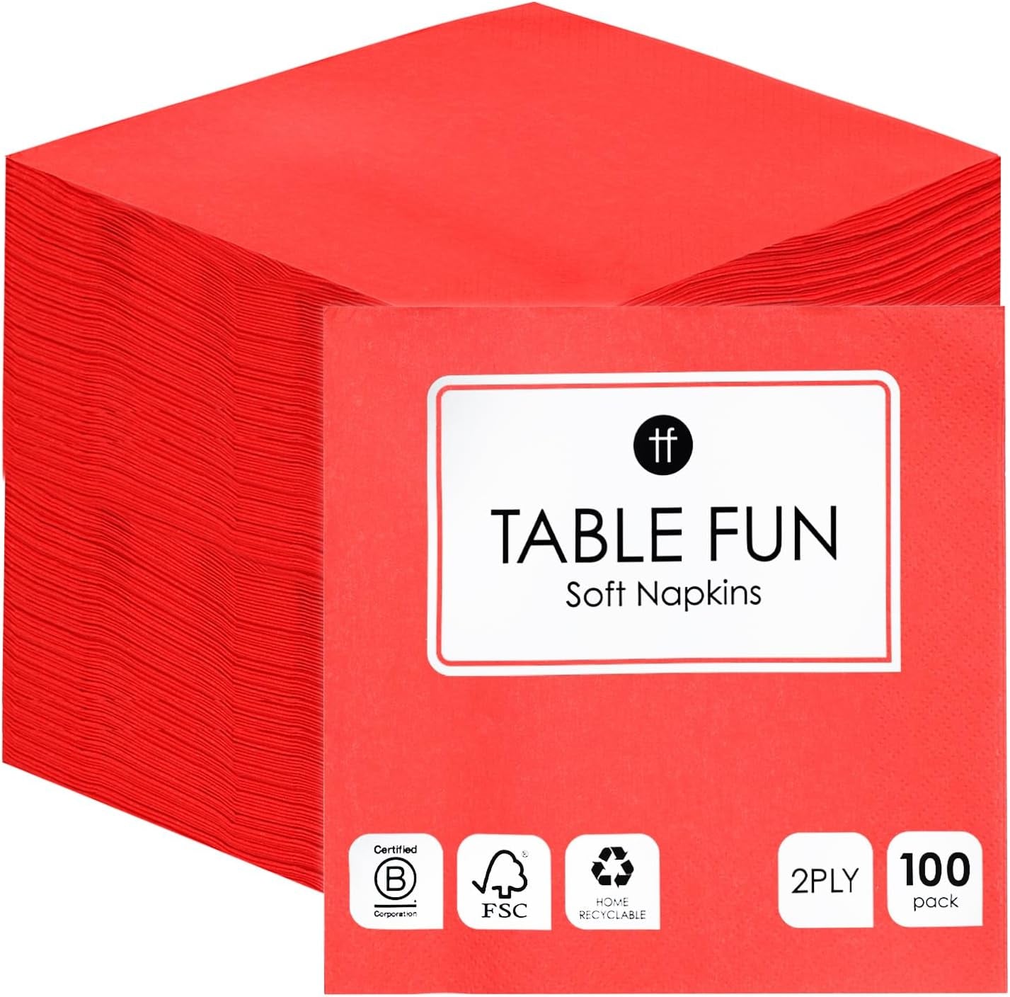 Table Kind 100 weiße weiche Servietten in Großpackung, hochwertige Servietten für Party, Catering und den täglichen Gebrauch, FSC, nachhaltig und recycelbar, hergestellt in der EU | 2-lagig | 33 cm