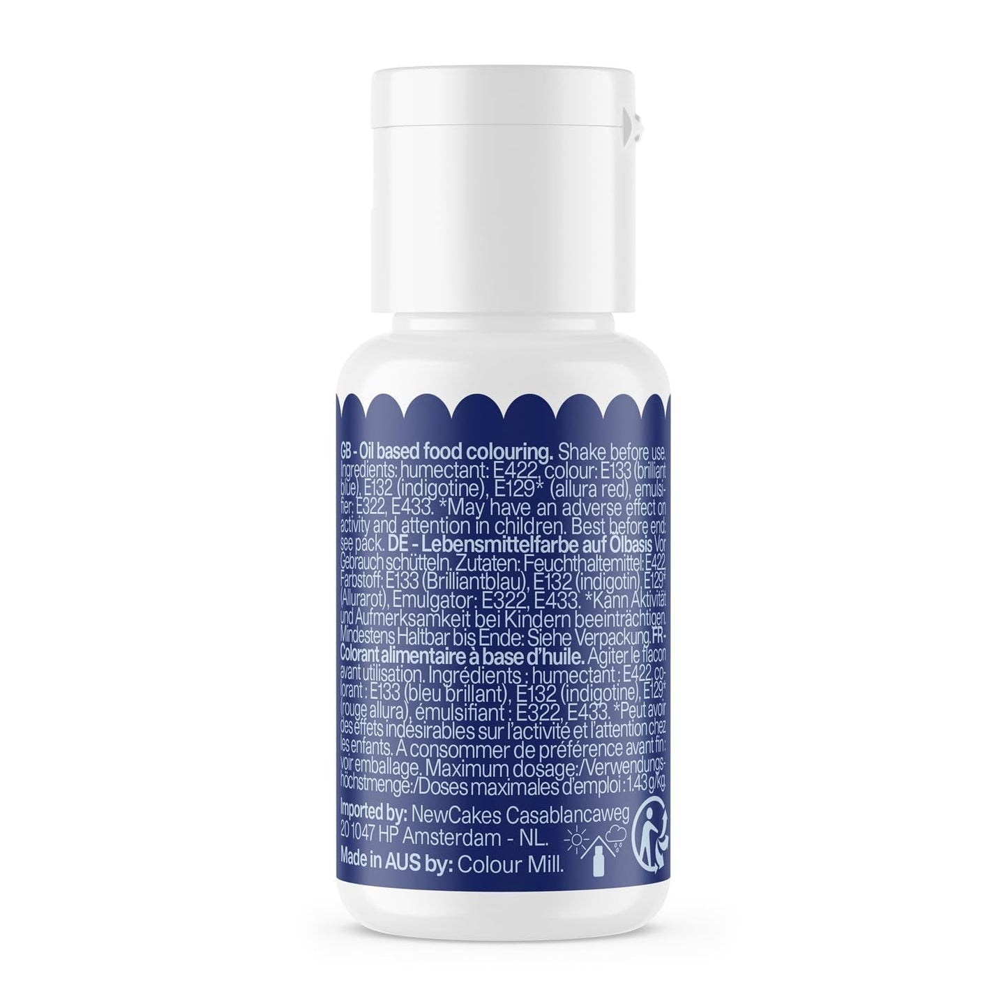 Color Mill Blend Lebensmittelfarbe auf Ölbasis, marineblaue Farbe – Lebensmittelfarbe für Schokolade, Fondant, Muffins, Kuchen, Backen, Makronen – Lebensmittelfarbe zum Dekorieren von Kuchen – 100 ml