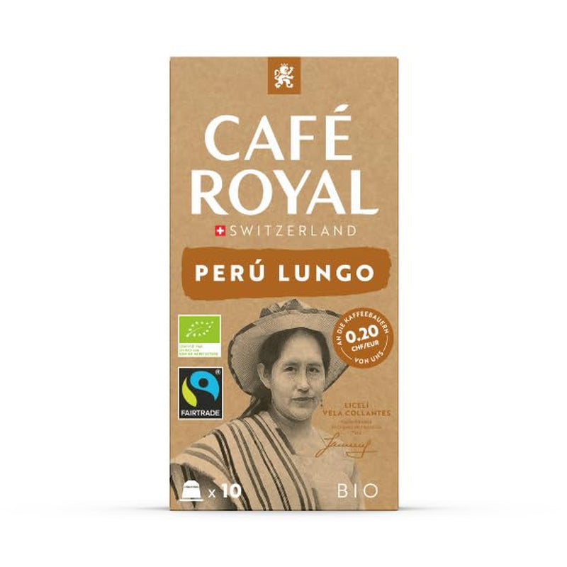 Café Royal Peru Lungo Bio – Nespresso®-kompatible Kaffeekapseln, 100 % Arabica aus Peru, cremig, Intensität 5/12, Fairtrade, 100 Kapseln