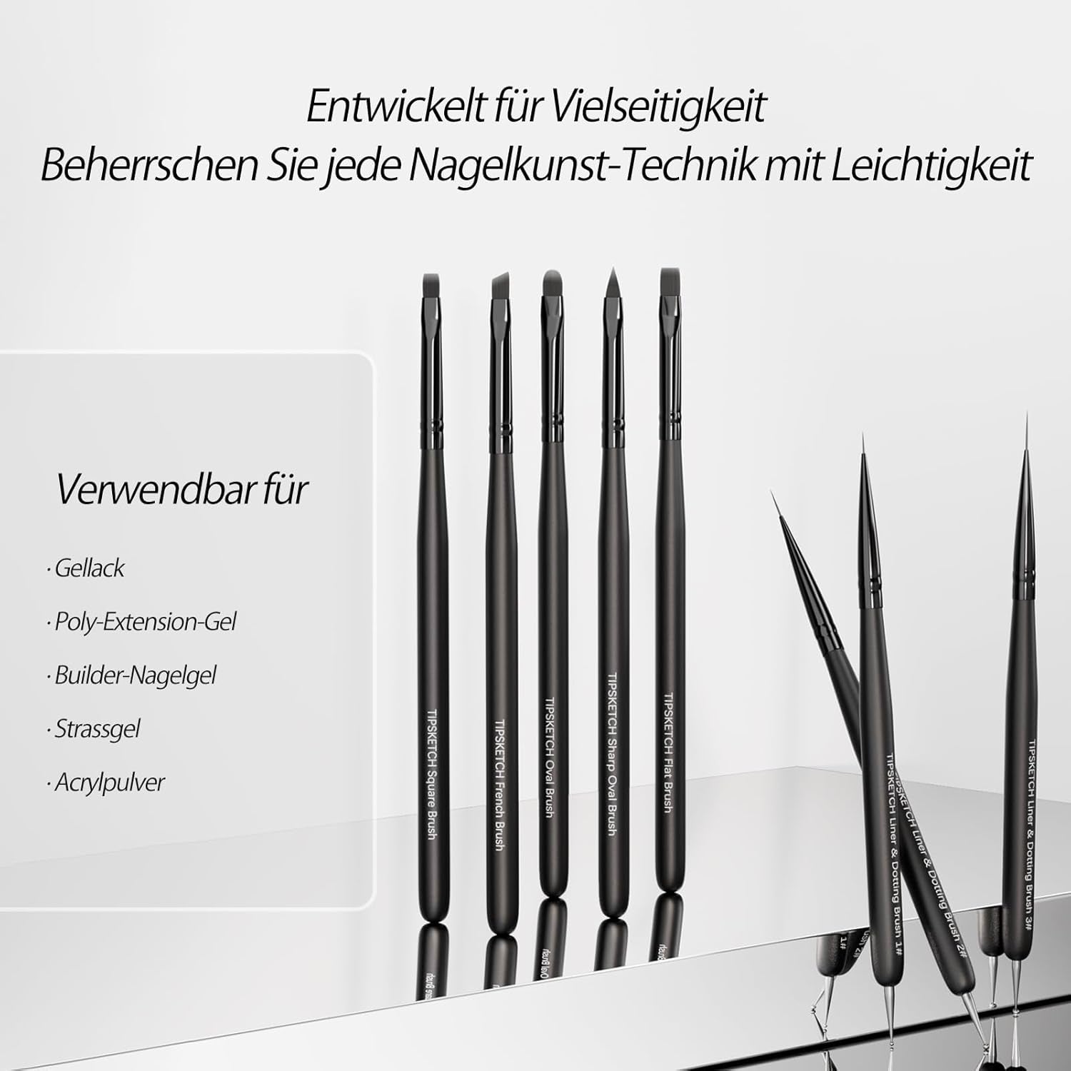 Nagel Pinsel 8 Stück Pinsel Für Gelnägel, Nageldesign Gel Pinsel Dotting Painting Line Pen Für Nagelack Gel Acryl Nagel Pinsel Nailart Kit Acryl Pinsel Fineliner Nägel Selber Machen