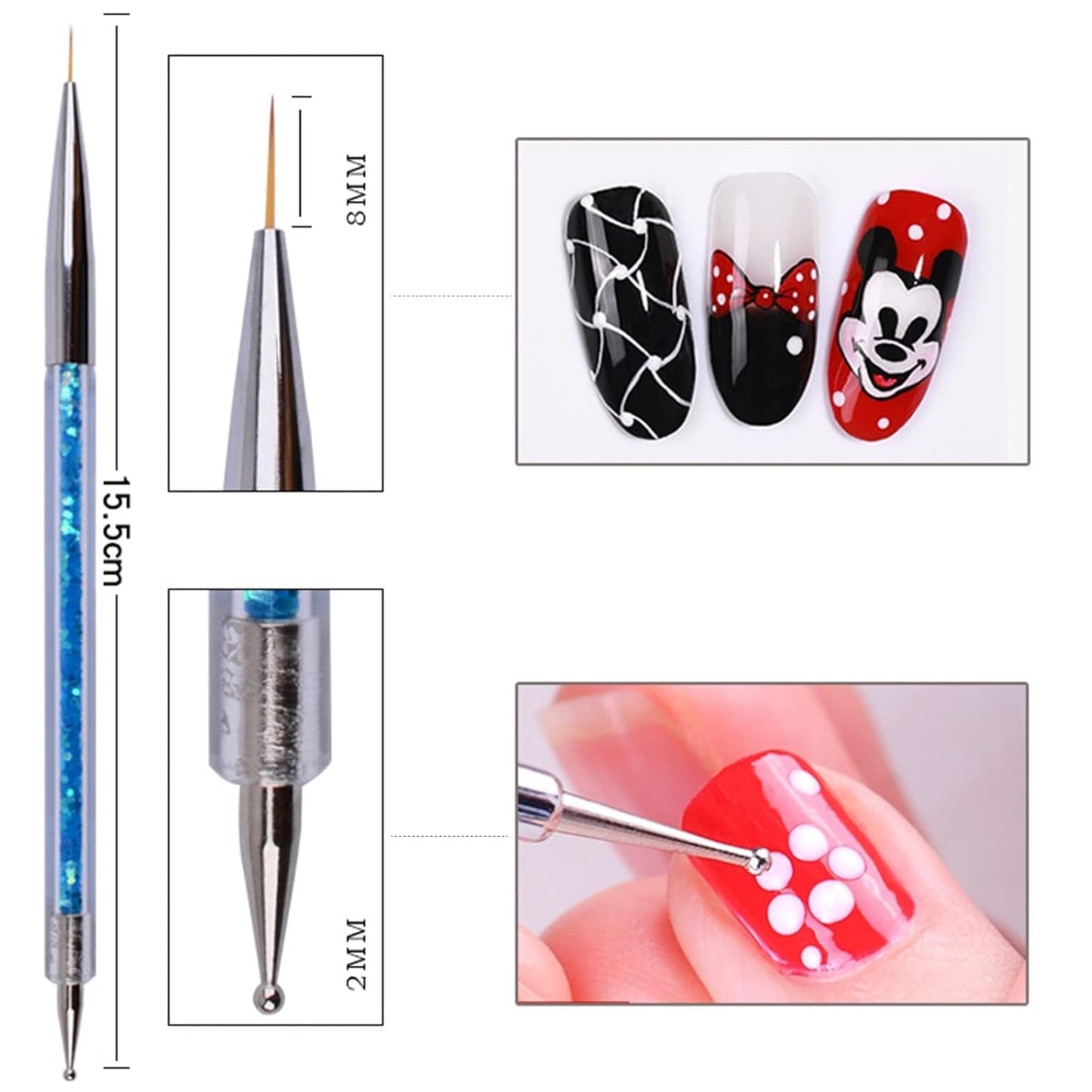 Nagel Art Fineliner Pinsel[5 Stück],Nagel Art Liner Pinsel,Professional Detail Pinselset,Nagellack Pinsel,Für Nail Art Design Painting Salon,Nageldesign Nagel Fußpflege