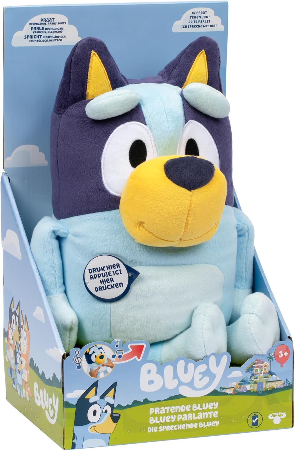 Blaues Plüschtier mit Soundeffekten, funktionelles Plüschtier, interaktives Plüschtier, sprechendes Plüschtier, Plüschtier (33 cm) Naty Shop Dolls