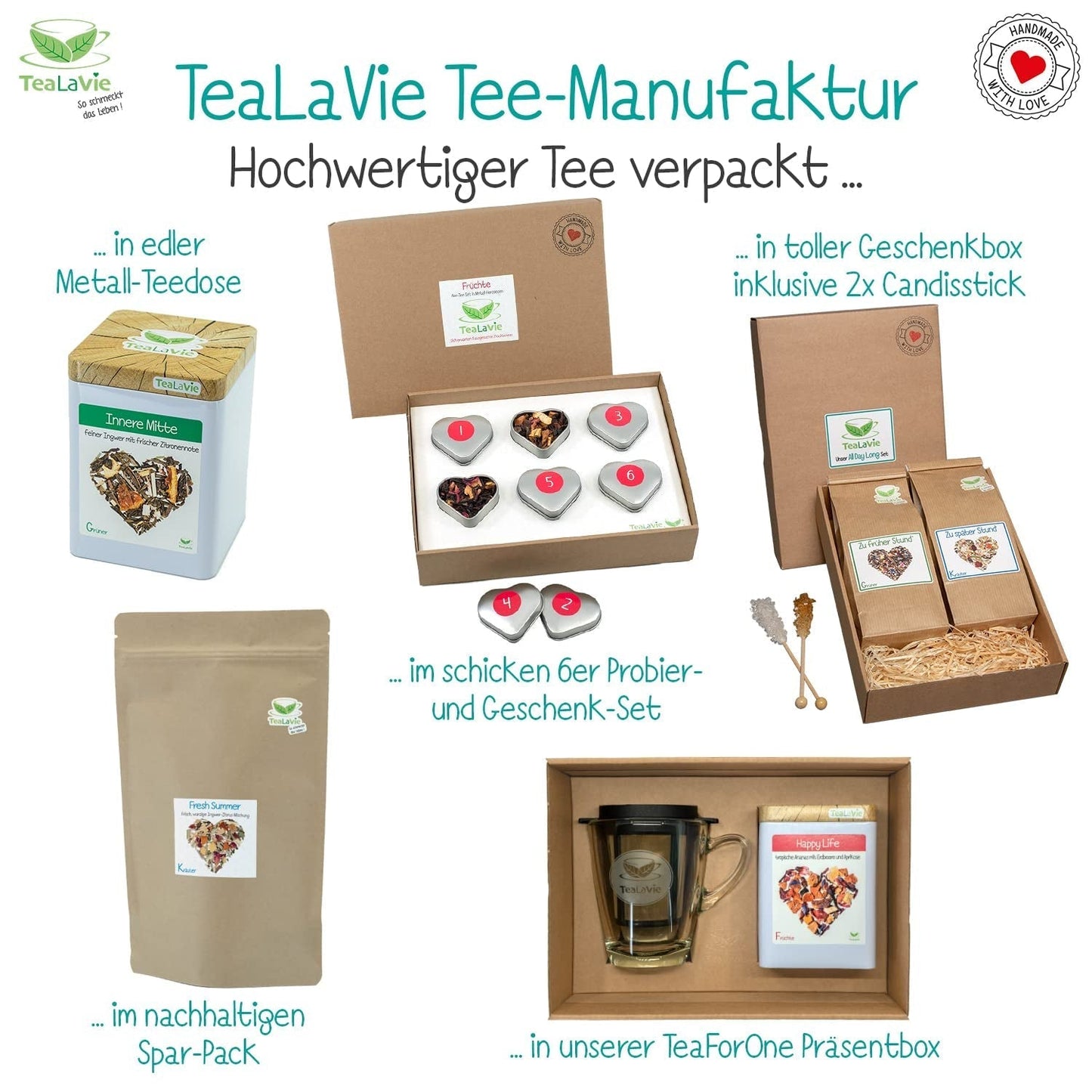 Tealavie Geschenkset mit 6 Früchtetees (60 g), Probierset, Geschenkbox, Dankeschön-Geschenkideen für Frauen, Kollegen, Muttertag 2024