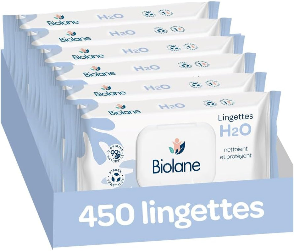 BIOLANE – Baby-Feuchttücher mit Wasser – 225 Tücher – 3 x 75 Stück – sanfte und effektive Reinigung – ab der Geburt – französische Qualität