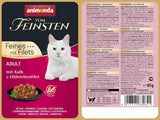 animonda vom Feinsten mit Filets, Katzenfutter nass mit Kalb + Hühnchenfilet, 18 Portionsbeutel (18 x 85g), getreidefreies Katzen Nassfutter ohne Zucker, mit fleischigen Zutaten