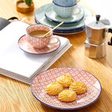 Vancasso Macaron Kaffeeservice aus Porzellan, 12-teiliges buntes Kaffeeservice für 4–12 Personen, Tassenset, inklusive Kaffeetassen, Untertassen und Desserttellern