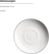 MÄSER Serie Felise, elegantes Kaffeeservice für 6 Personen, zeitlos, schwarzer Rand, Porzellan, weiß