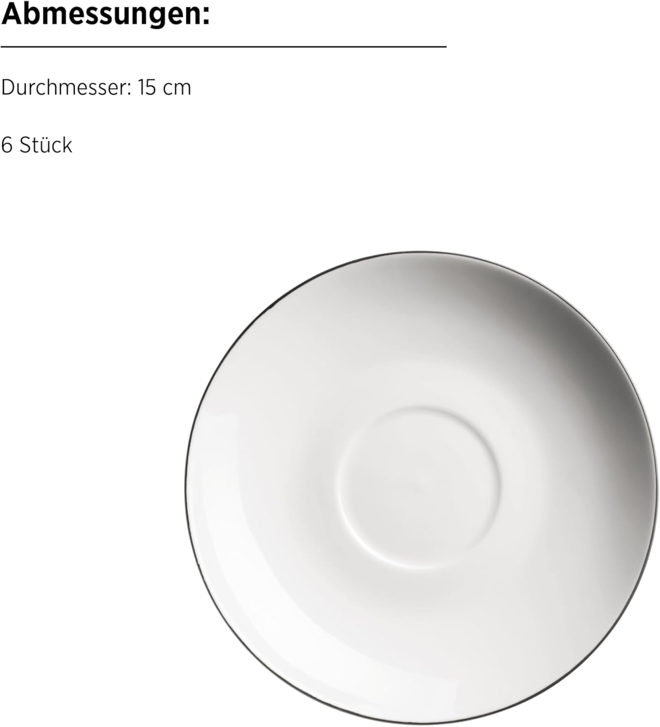 MÄSER Serie Felise, elegantes Kaffeeservice für 6 Personen, zeitlos, schwarzer Rand, Porzellan, weiß