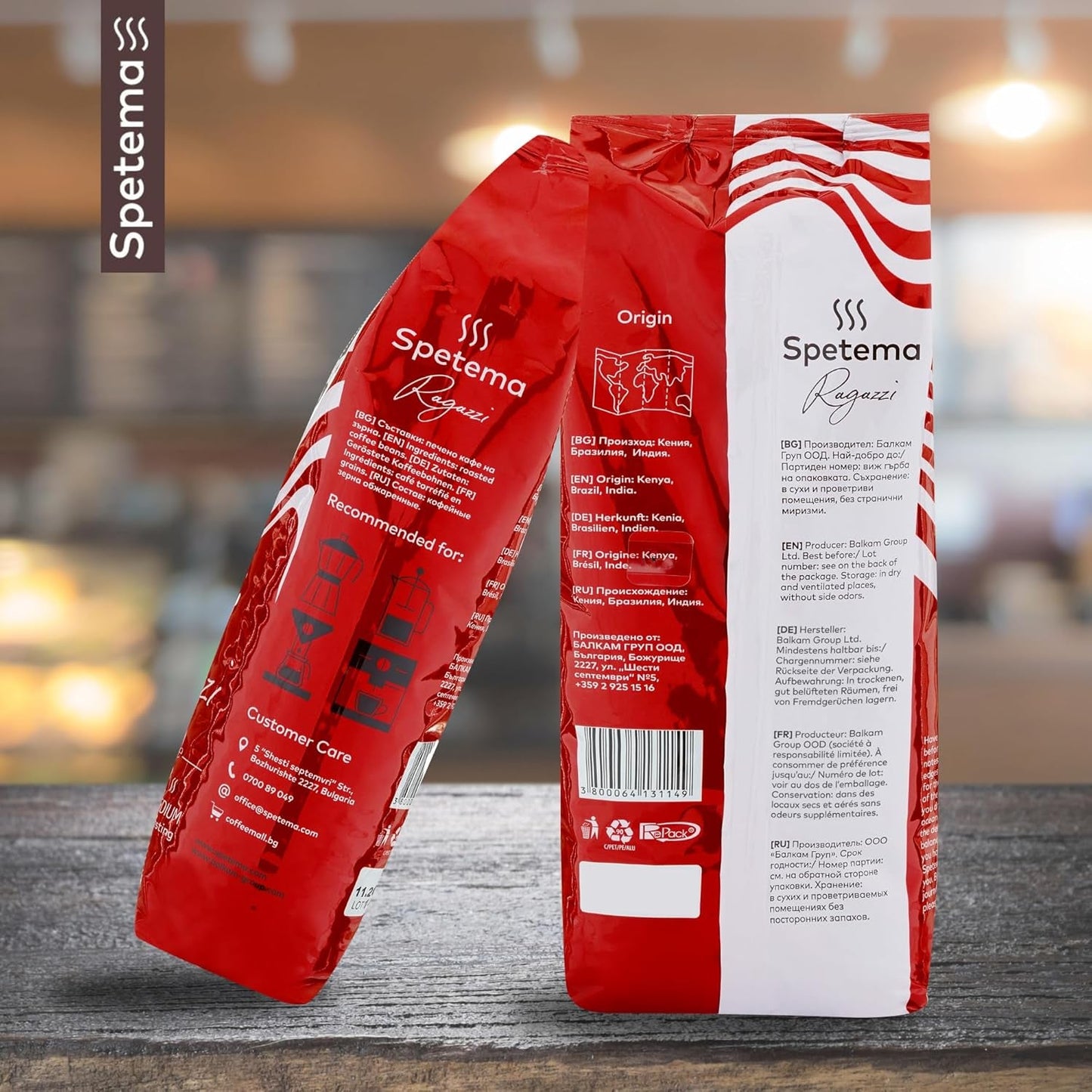 Spetema Kaffeebohnen Ragazzi Espresso Bar – 50 % Arabica & 50 % Robusta, Intensität 8/10, Mittlere Röstung, Zartes Aroma & Dichtes Geschmackserlebnis, 1 kg.