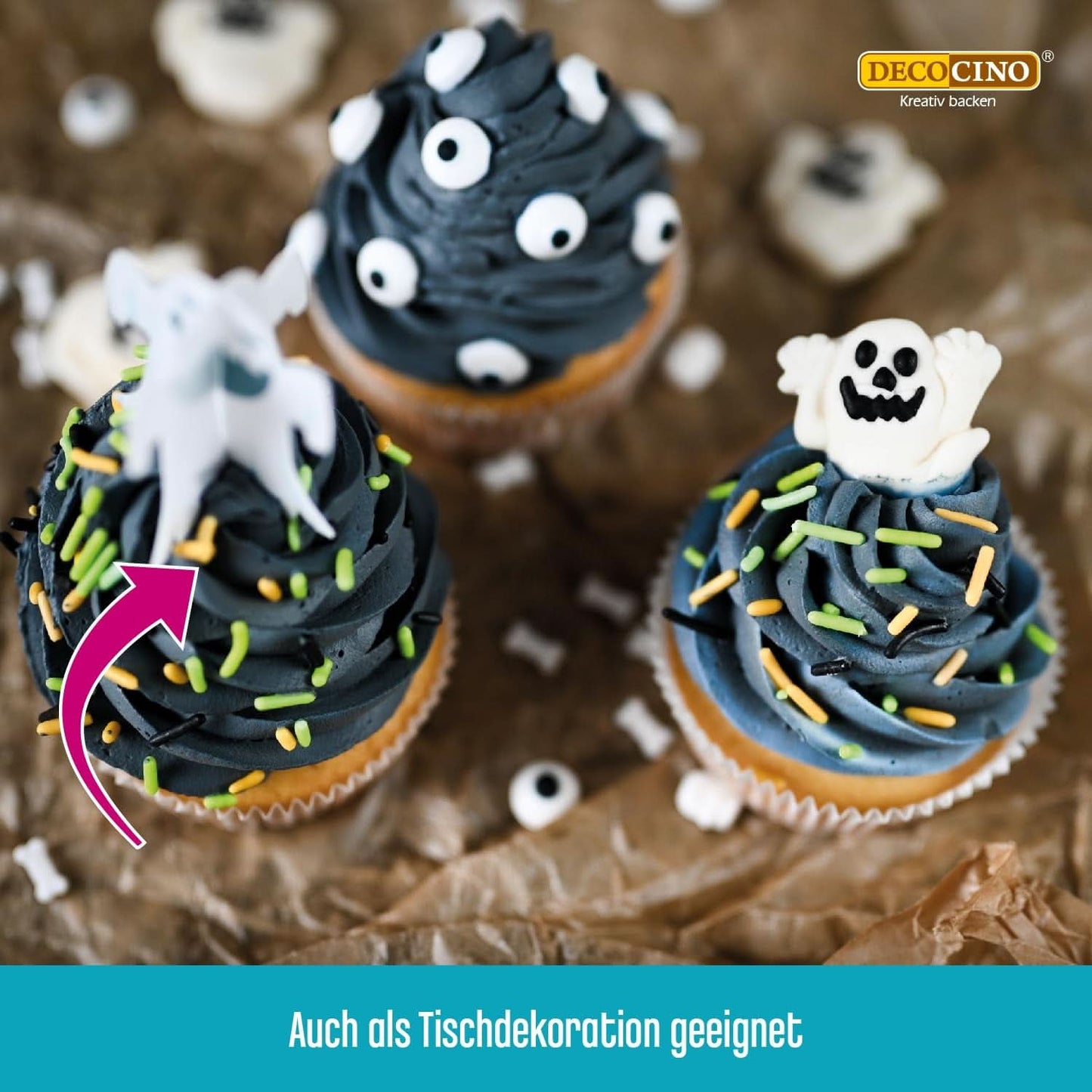 Decocino Halloween Streusel, mehrfarbig, 120 Gramm Streusel Naty Shop
