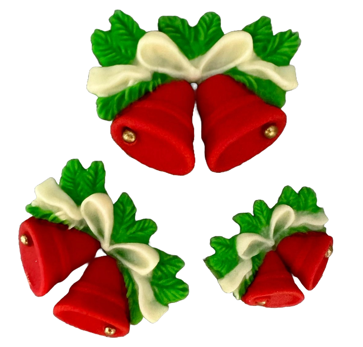 Set mit 3 essbaren Zuckerdekorationen, Weihnachtsglocken. Zuckerpastendekorationen Nati Shop