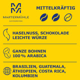Martermühle Aßlinger Mischung Kaffeebohnen 1kg I Arabica I Geschmacksrichtungen: Haselnuss, Leichte Würze, Schokolade I Ganze Kaffee-Bohnen schonend geröstet, säurearm