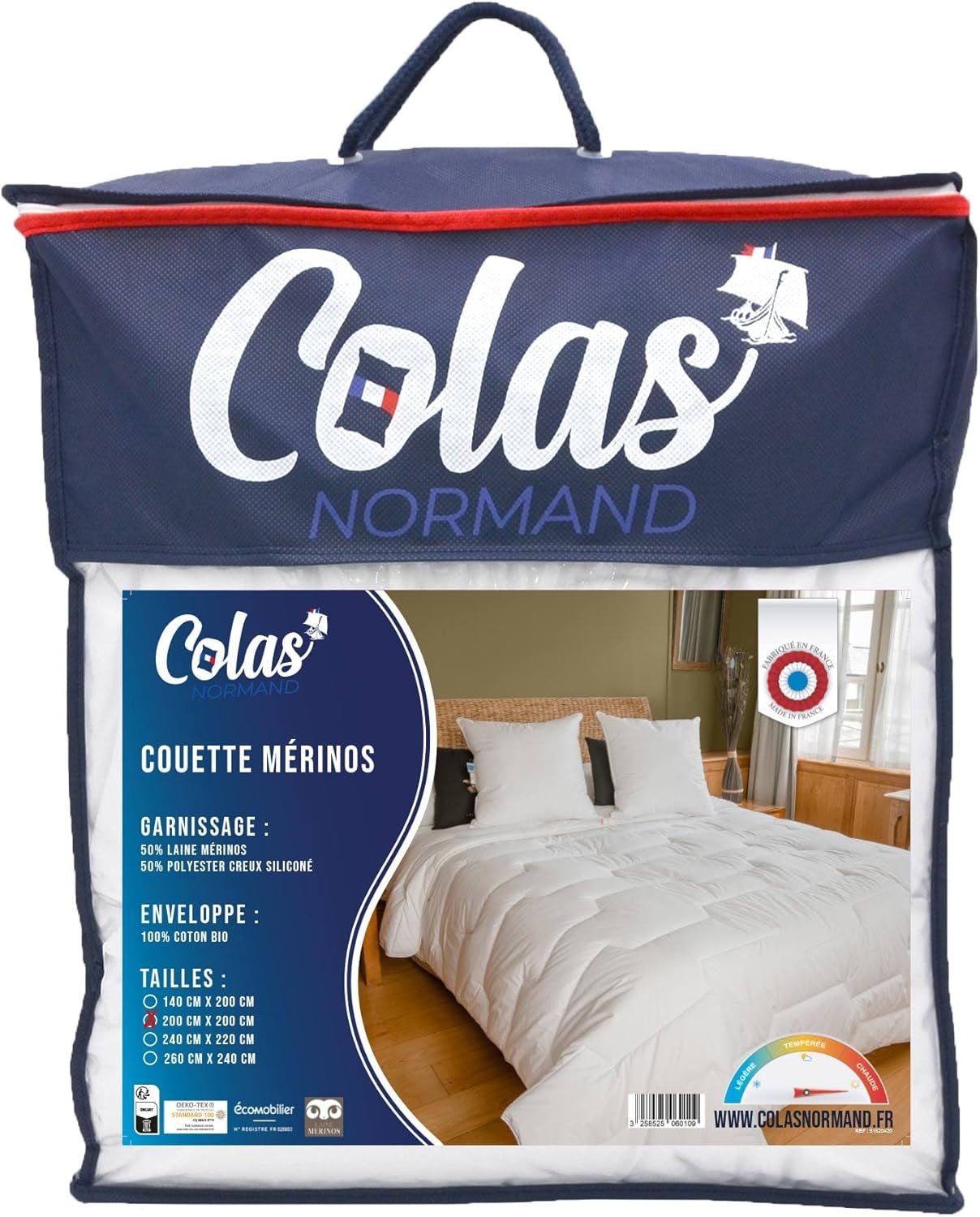 COLAS NORMAND Steppdecke, 200 x 200 cm, Bio-Baumwolle und Merinowolle, warm, maschinenwaschbar bei 30 °C Bettdecken und Steppdecken Naty Shop Standardtitel