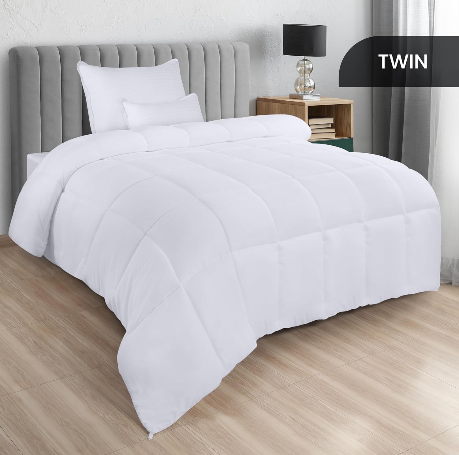 Utopia Bettwäsche FBA_B01JPECQF8 Doppelsteppdecke, weiß, Polyester, Twin Steppdecken und Steppdecken Naty Shop