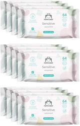 Naty Shop Mama Bear Sensitive Baby-Feuchttücher, parfümfrei, 64 Stück (12 Stück)