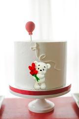 Essbare Zuckerdekoration, Teddybär mit Tulpen. Dekorationen von Naty Shop Sugar Paste