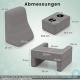 Lesekissen für Bett und Sofa, Bücherkissen, frei kombinierbar mit Getränkehalter und waschbarem Bezug, verstellbares Laptop-Schreibtischkissen zum Lesen, Spielen, Arbeiten, Schreiben (Grau)