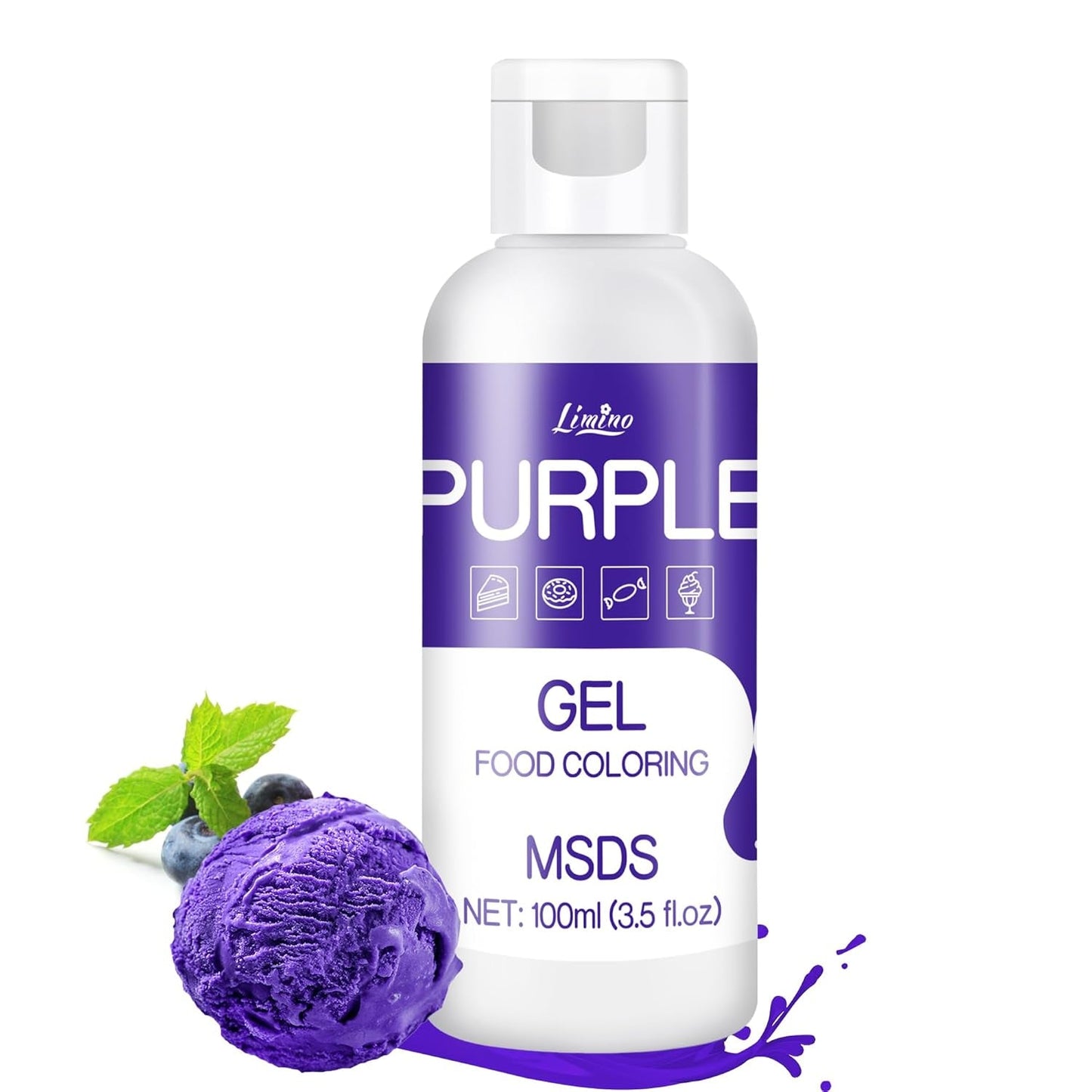 Gel-Lebensmittelfarbe – 100 ml, Gel-Lebensmittelfarbe für Kuchen, Backen, Kekse, Makronen – konzentrierte zuckerfreie Lebensmittelfarbe für Kuchendekoration, Getränke, Ostereier, DIY Schleim (weiß)