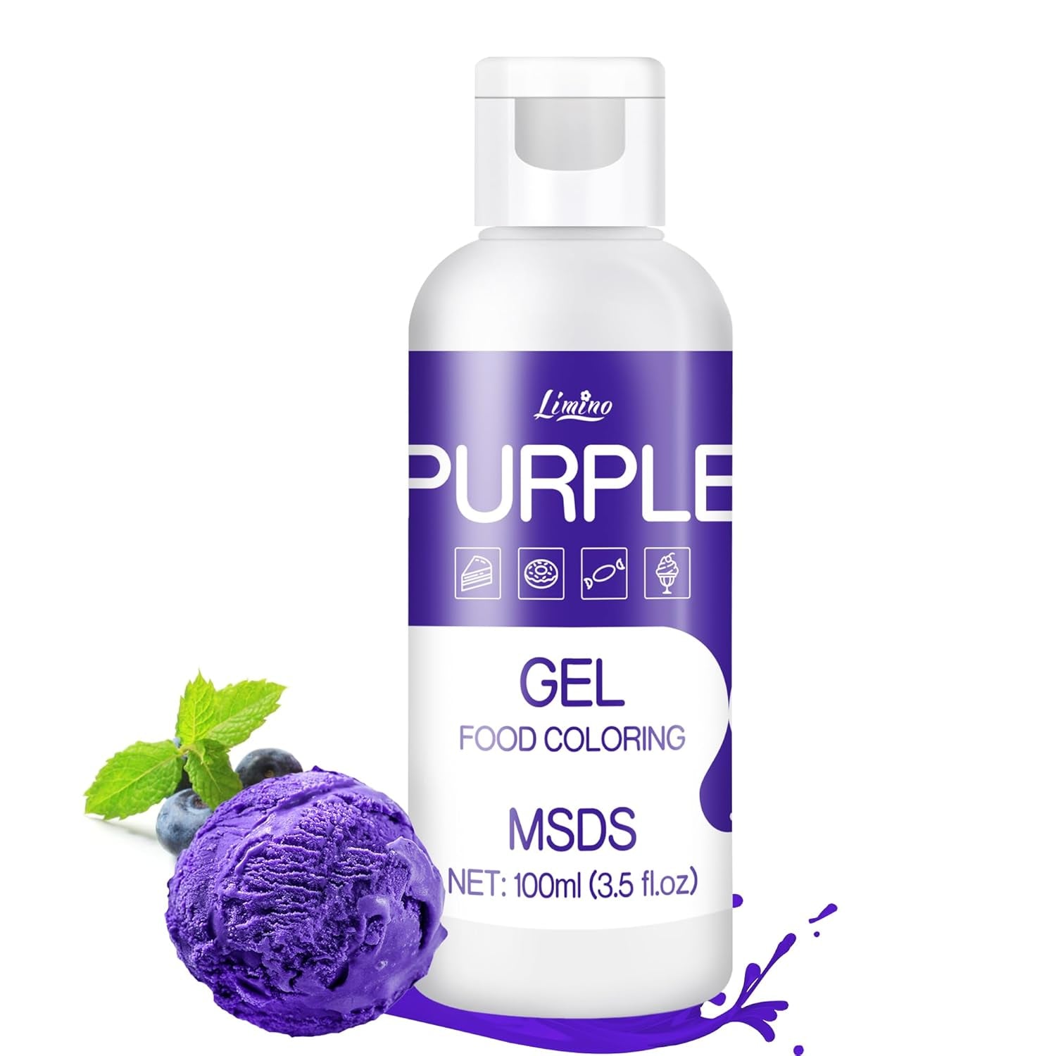 Gel-Lebensmittelfarbe – 100 ml, Gel-Lebensmittelfarbe für Kuchen, Backen, Kekse, Makronen – konzentrierte zuckerfreie Lebensmittelfarbe für Kuchendekoration, Getränke, Ostereier, DIY Schleim (weiß)