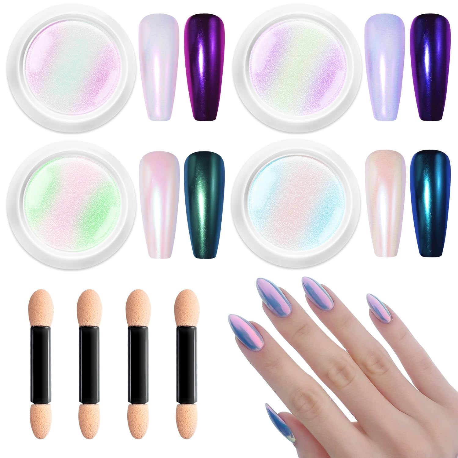 BISHENGYF Rose Gold Chrome Nail PowderNeue Upgrade Grosse Kapazitä Chrom PulverSuper-Spiegeleffekt Metall Mirror Chrome Powder –Neon Glassy Pearl Effect Glitter Nagelkunst Pulver Für DIY Salon
