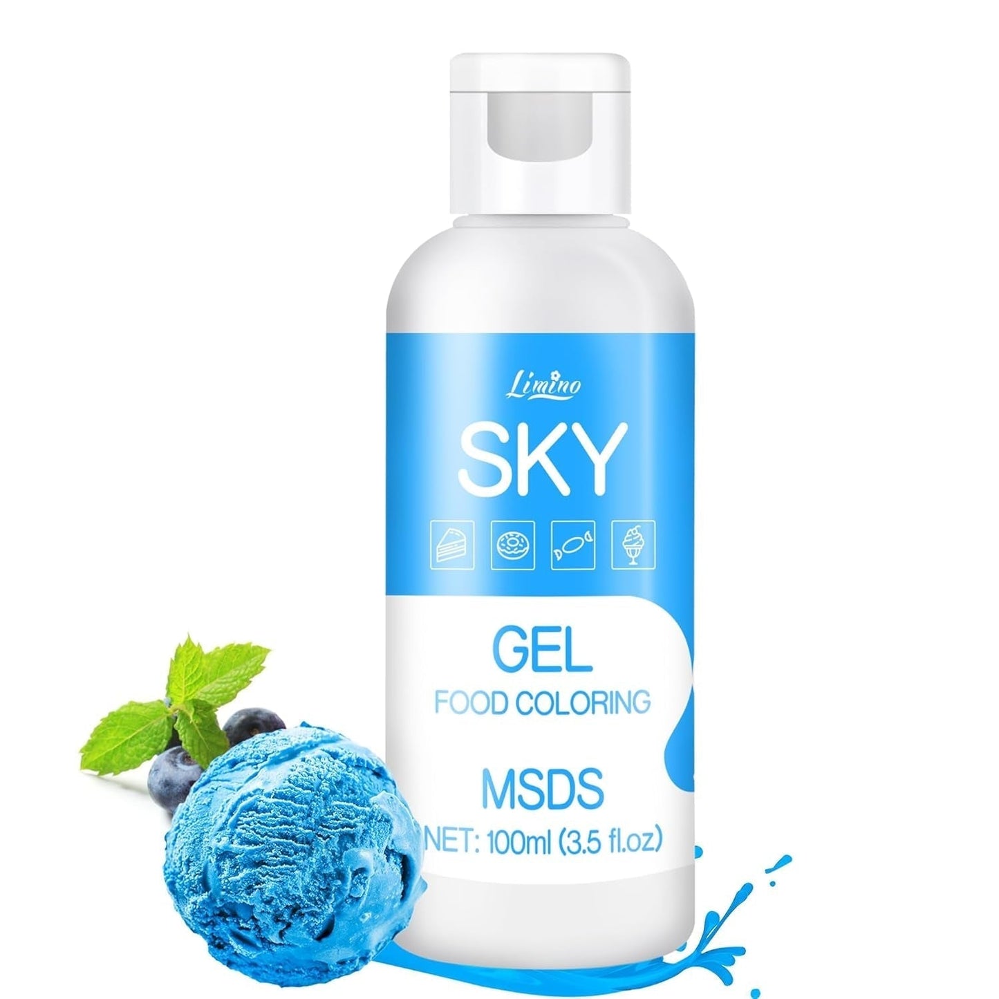 Gel-Lebensmittelfarbe – 100 ml, Gel-Lebensmittelfarbe für Kuchen, Backen, Kekse, Makronen – konzentrierte zuckerfreie Lebensmittelfarbe für Kuchendekoration, Getränke, Ostereier, DIY Schleim (weiß)