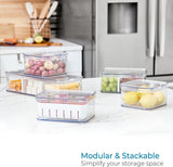 iDesign Aufbewahrungsboxen, Kühlschrank-Organizer mit Deckel im 5er-Set, Lebensmittel-Aufbewahrungsboxen aus recyceltem Kunststoff zum Organisieren von Verbrauchsmaterialien, durchsichtige und weiße Lebensmittel-Aufbewahrungsboxen von Naty Shop