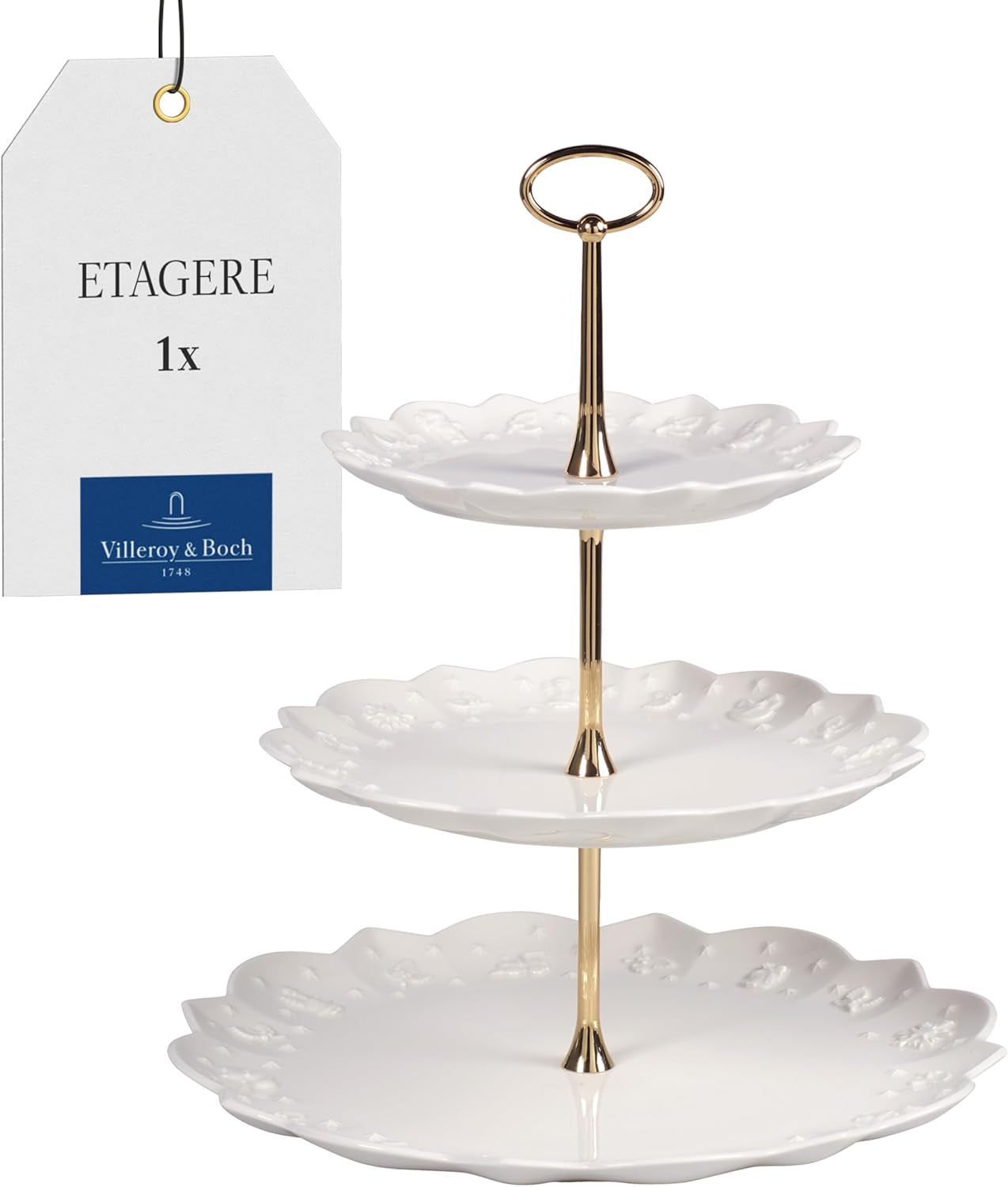 Villeroy & Boch Toys Delight Royal Classic Regal, dekorativer Etagenständer für Kekse, Gebäck und kleine Kuchenstücke, Premium-Porzellan, weiß
