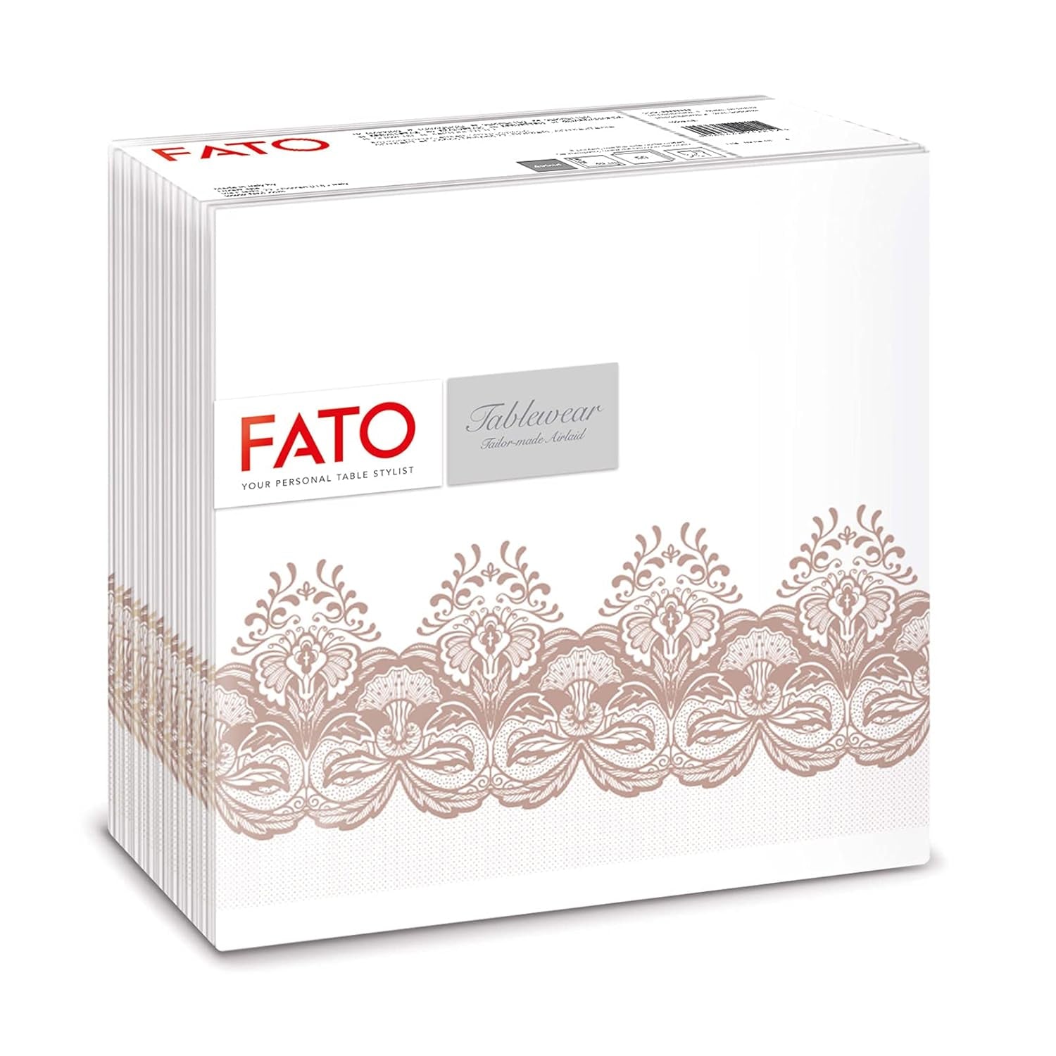 Fato - Trockenpapierservietten, Airlaid, Textileffekt, Packung mit 50 Servietten, 40X40 gefaltet im 4er-Format, Tropicana Decor